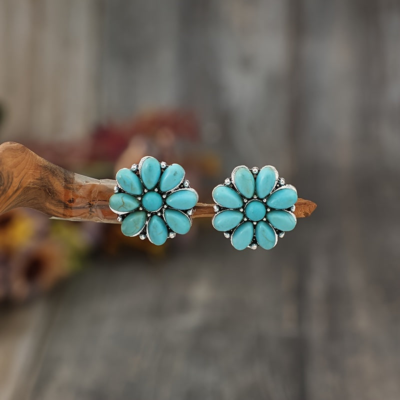 Serelith Turkis Blomst Studs | Oro Blanco