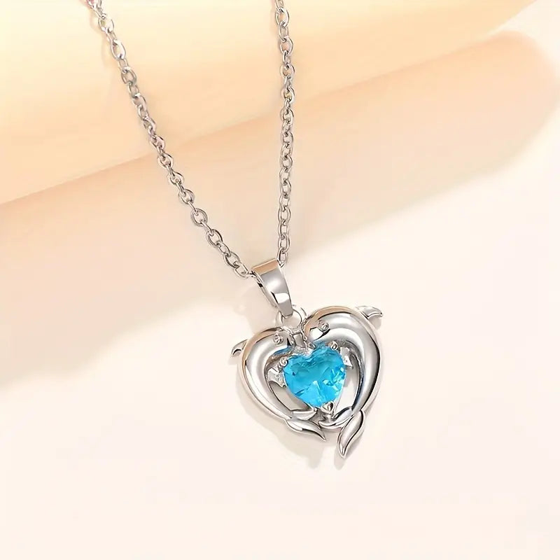 Collar Oceanheart Twins | Oro Blanco
