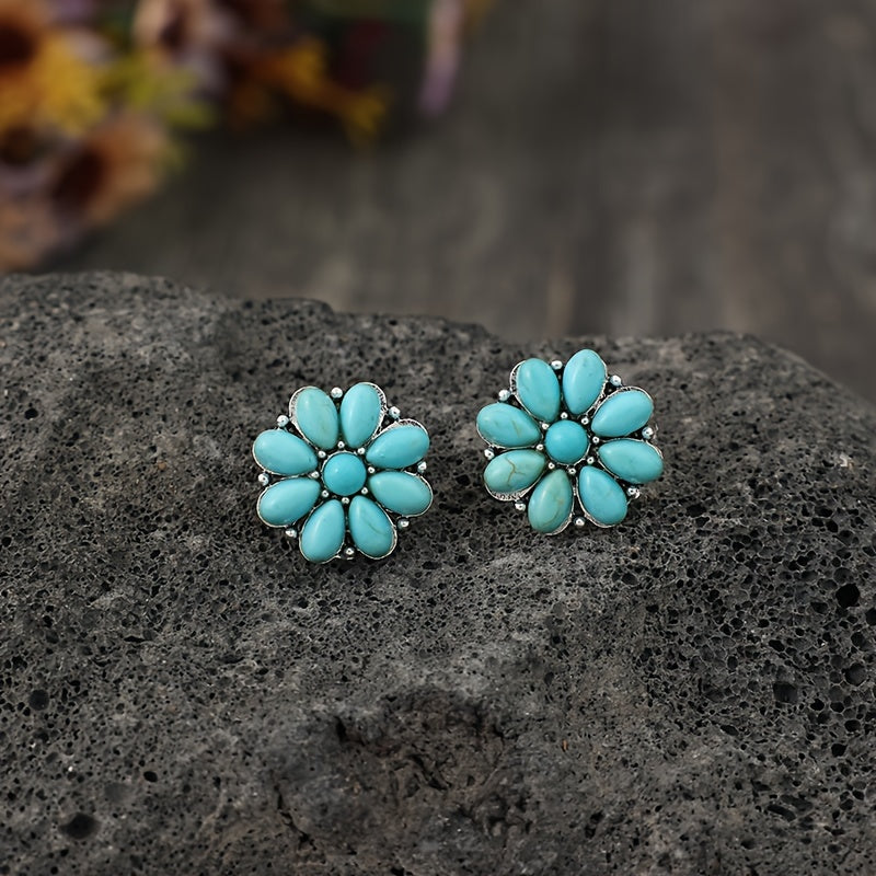 Serelith Turkis Blomst Studs | Oro Blanco