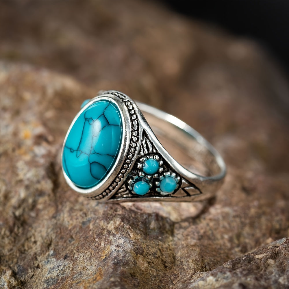 Anillo Nomad de Piedra Azul | Oro Blanco