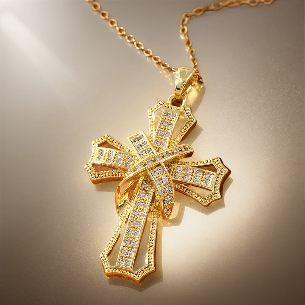 Collar con Colgante de Cruz Brillante | Oro