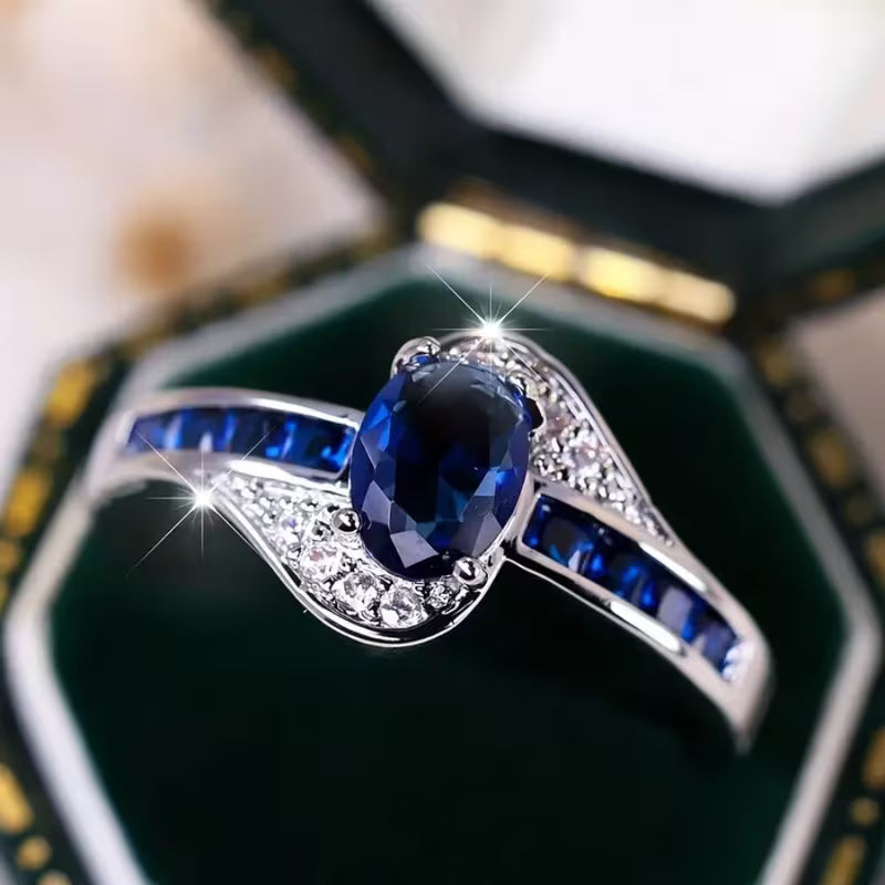 Anillo de Flujo de Zafiro | Oro Blanco