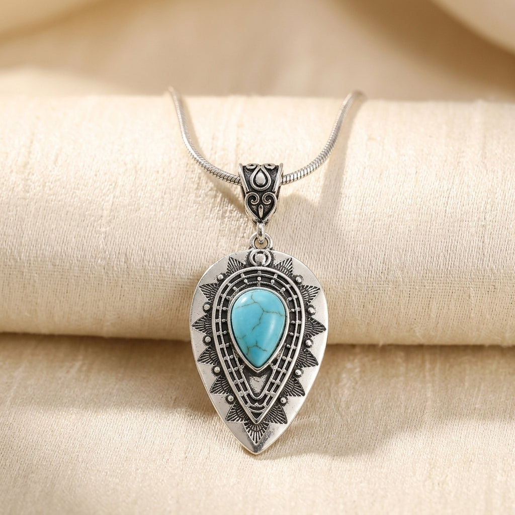 Collar Arlisse Turquesa Dråbe | Oro Blanco