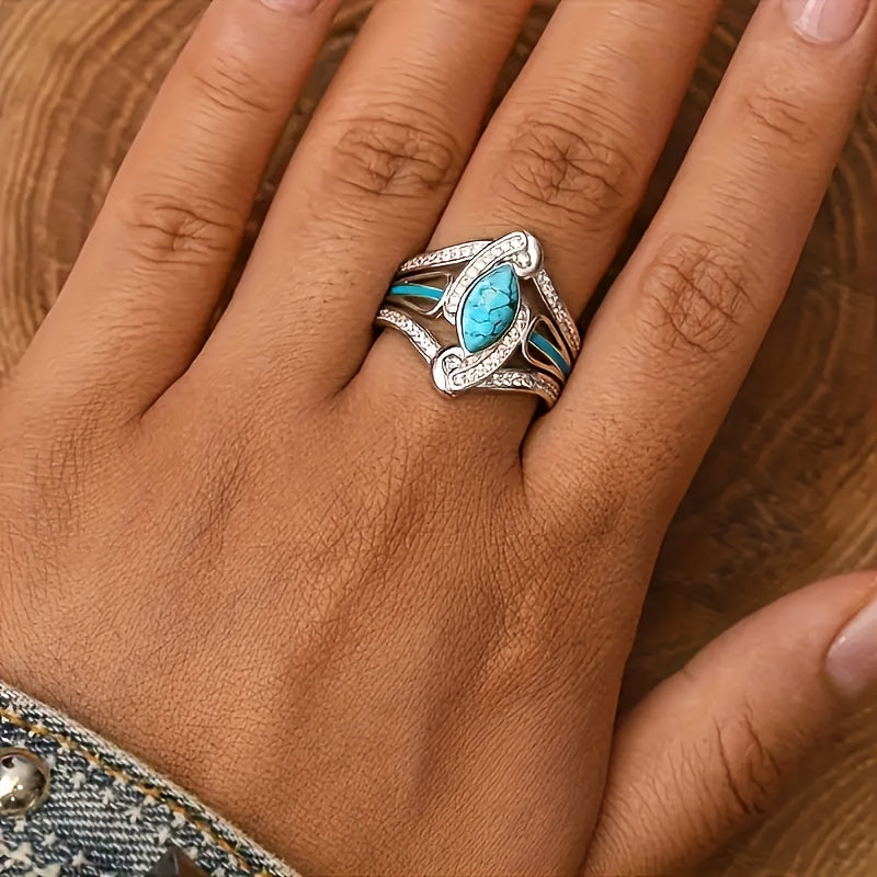 Anillo Declarativo Turkis Marquis | Oro Blanco