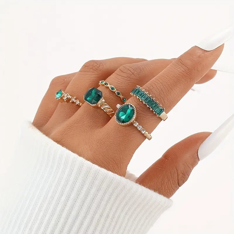 Conjunto de Anillo de Esmeralda Exclusivo Zarina | Oro