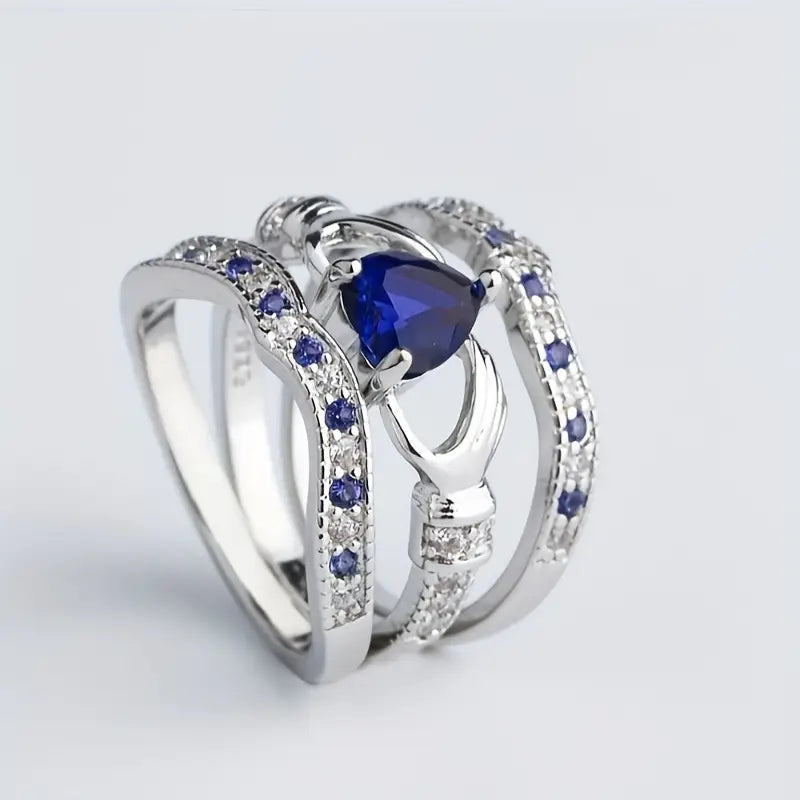 Conjunto de Anillos Eternal Lux Azura | Oro Blanco