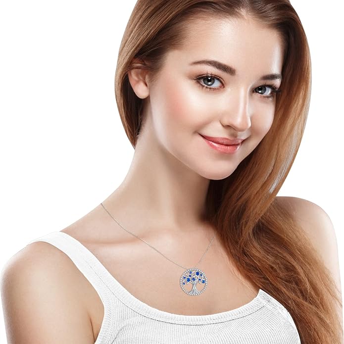 Collar de Zafiro del Árbol de la Vida | Oro Blanco
