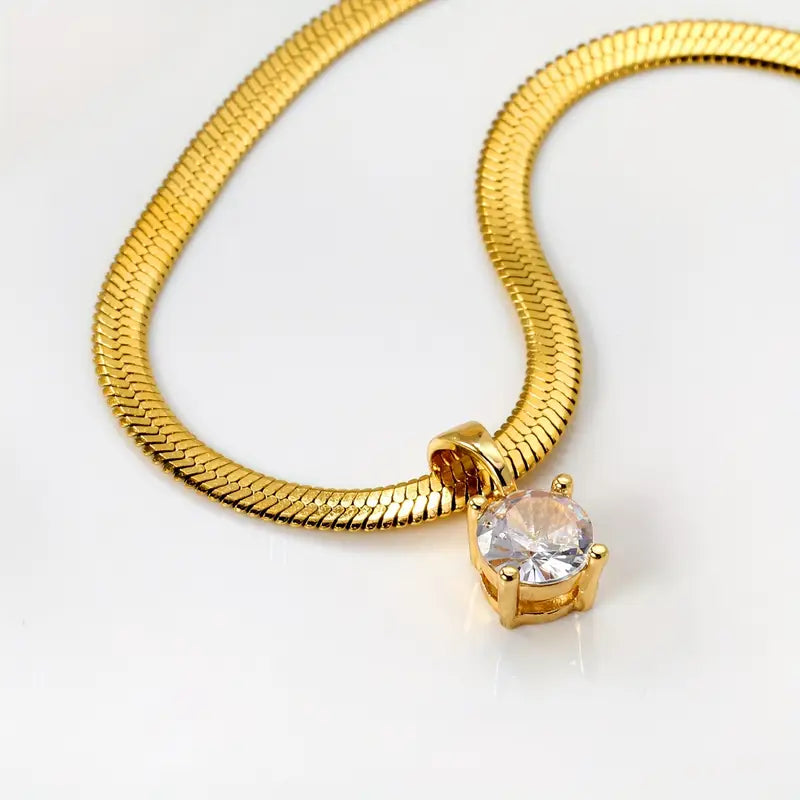 Collar Elegante con Colgante de Rhinestone | Oro