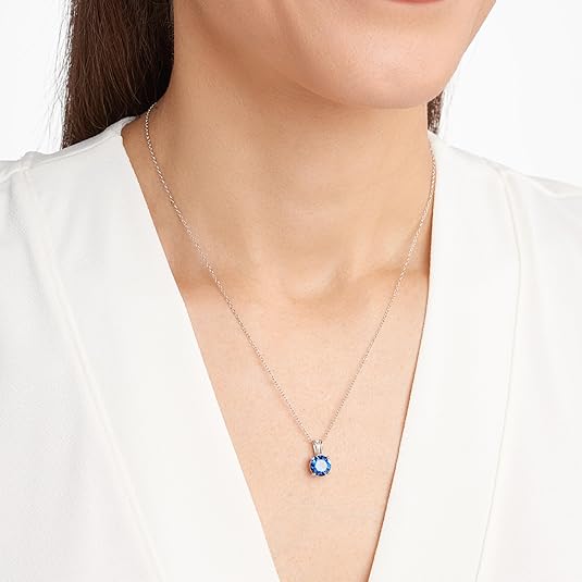 Collar de Zafiro Redondo | Oro Blanco