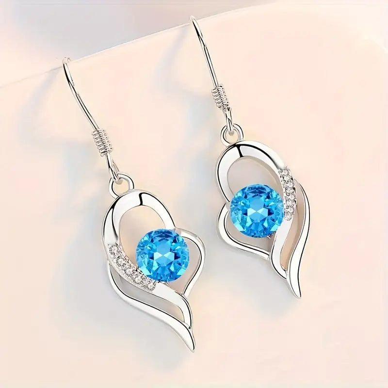 Eclipse Hjerte Drop Pendientes | Oro blanco
