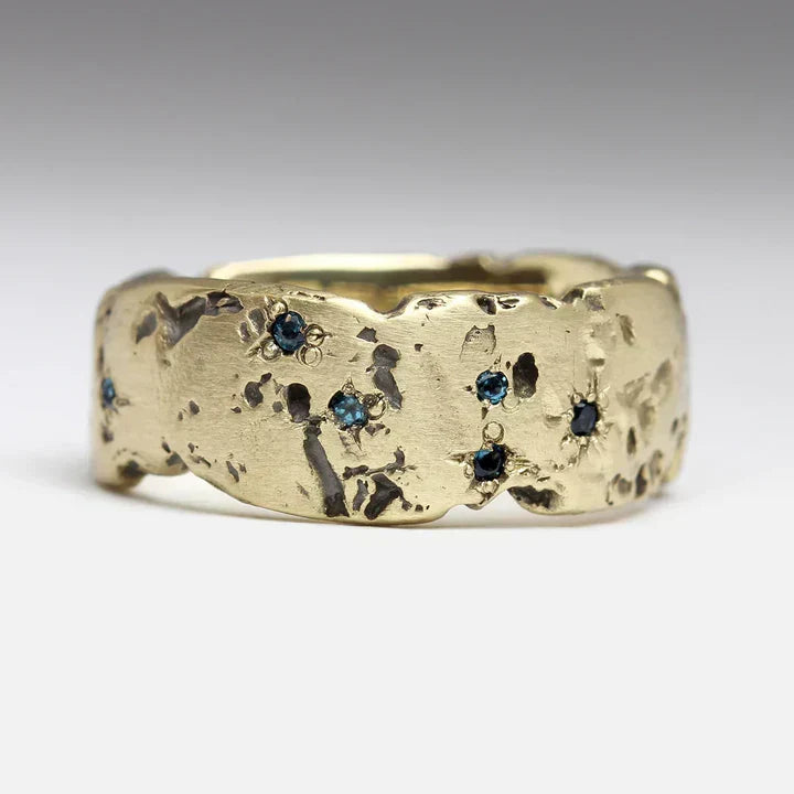 Anillo Antik Gylden Smedet Azul con Cristal Incrustado | Oro