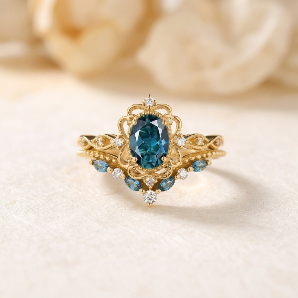 Anillo de Corona de Zafiro Azelia | Oro