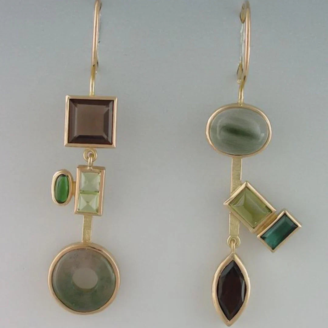 Pendientes de Cristal Vintage Colgantes del Bosque | Oro