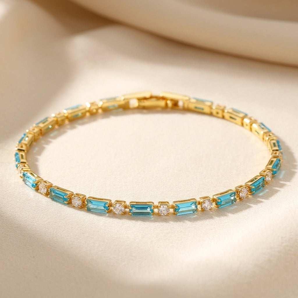 Pulsera de Piedra Turquesa Natural | Oro