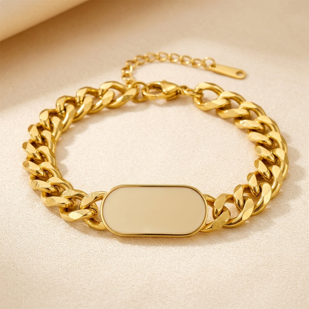 Pulsera de Etiqueta Cadena Cubana | Oro