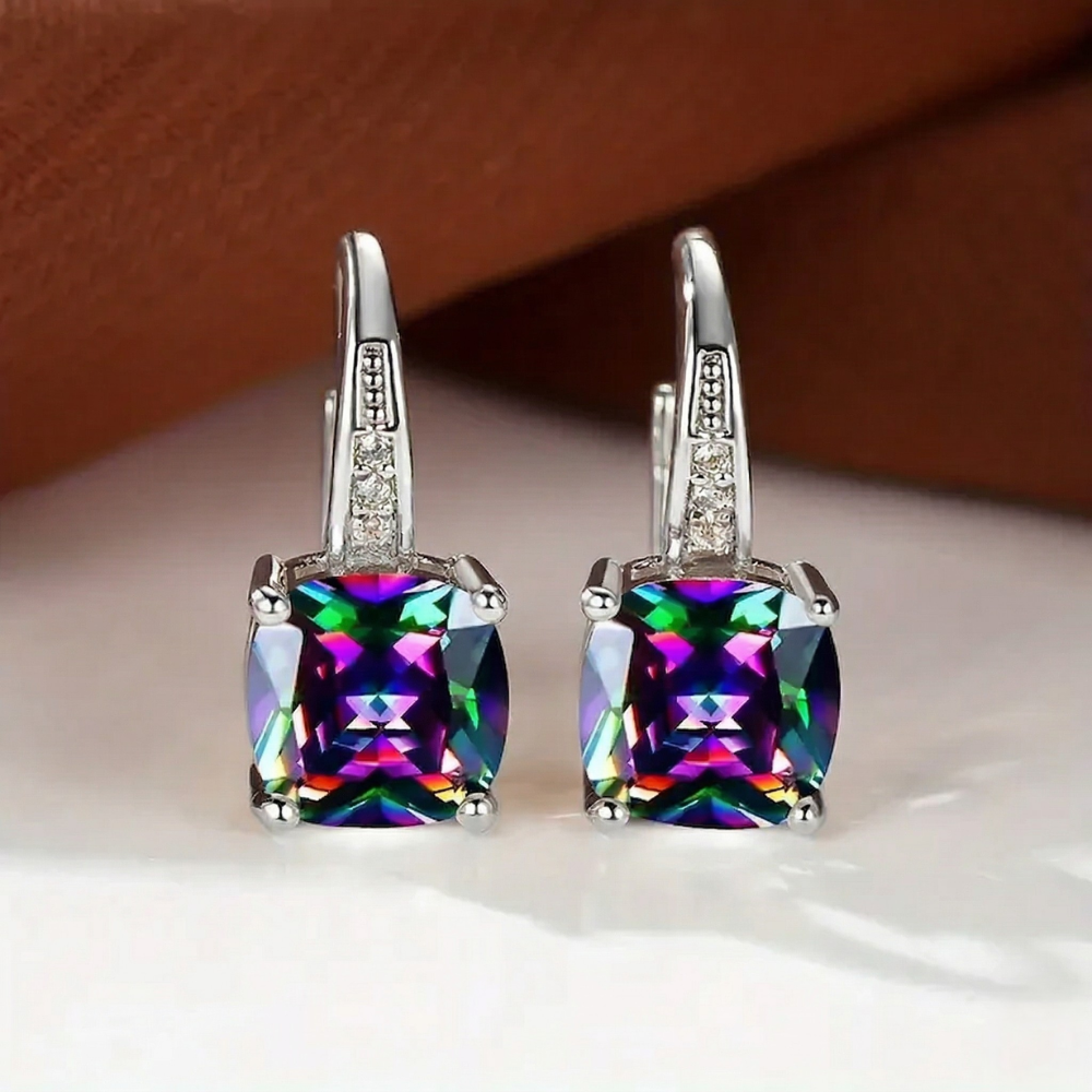 Pendientes de Aro de Piedras Místicas | Oro Blanco