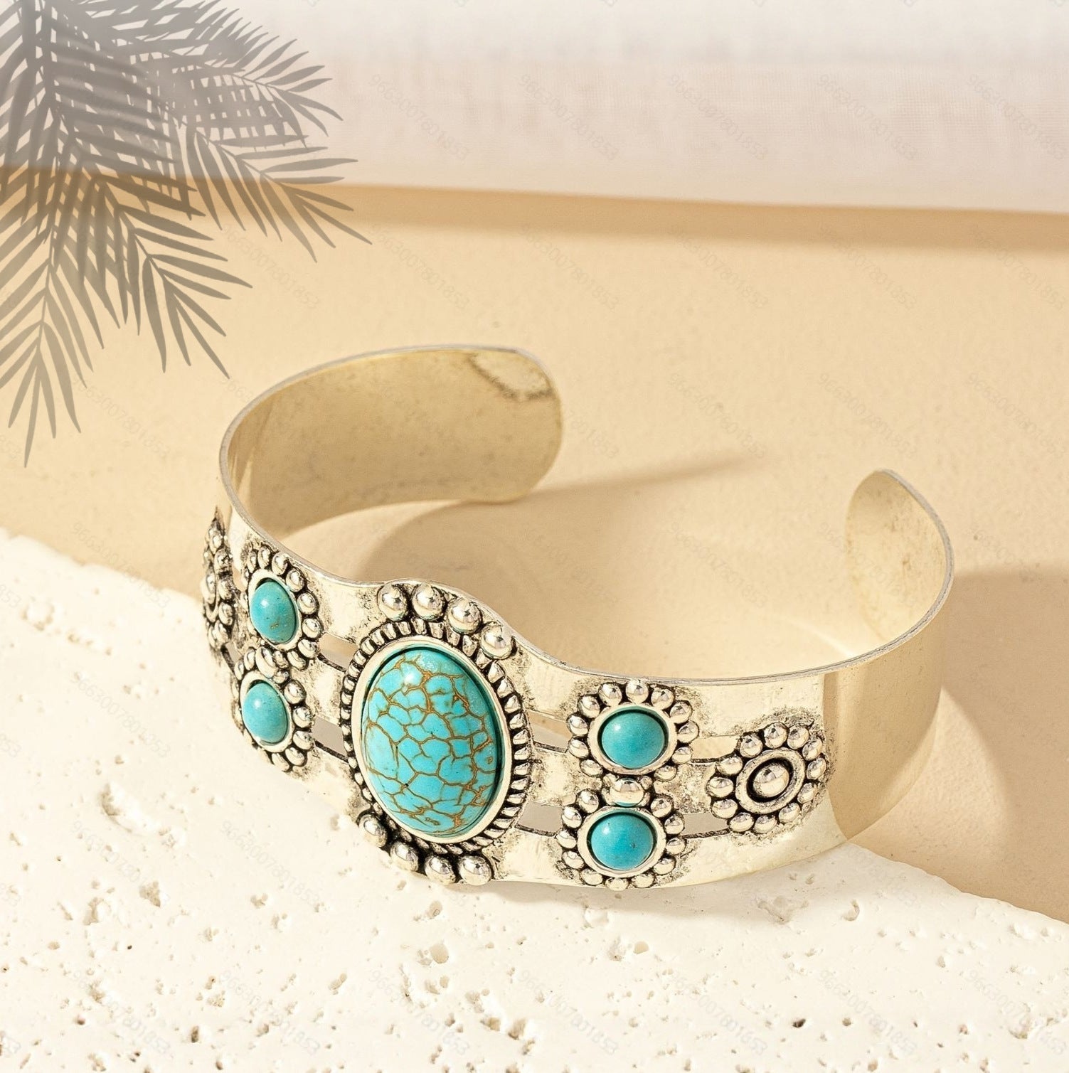 Pulsera de Cuff Turquesa Seren | Oro Blanco