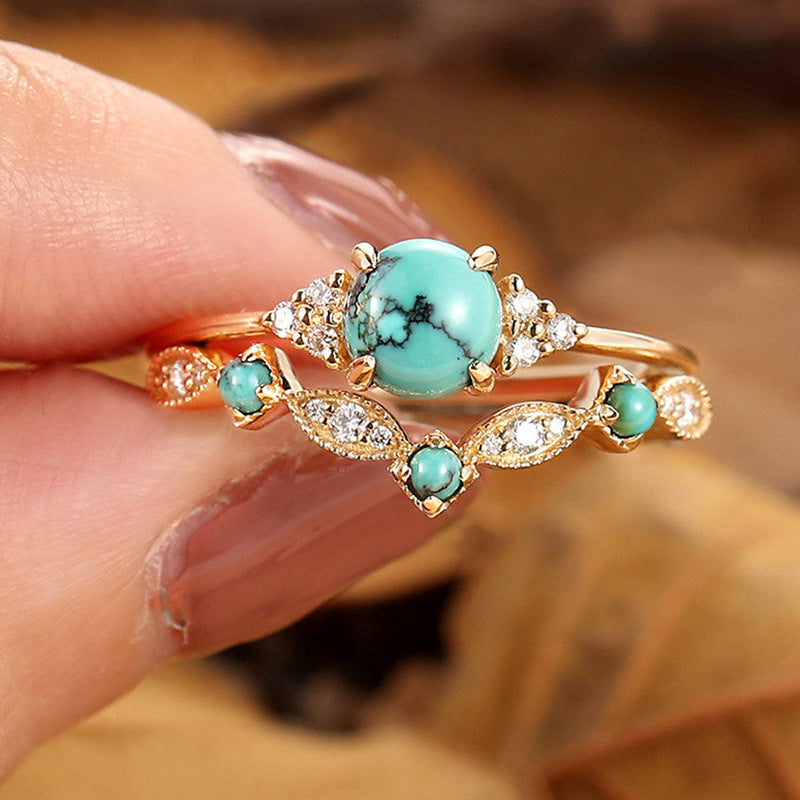 Conjunto de Anillos Aureva Turkis Krone | Oro