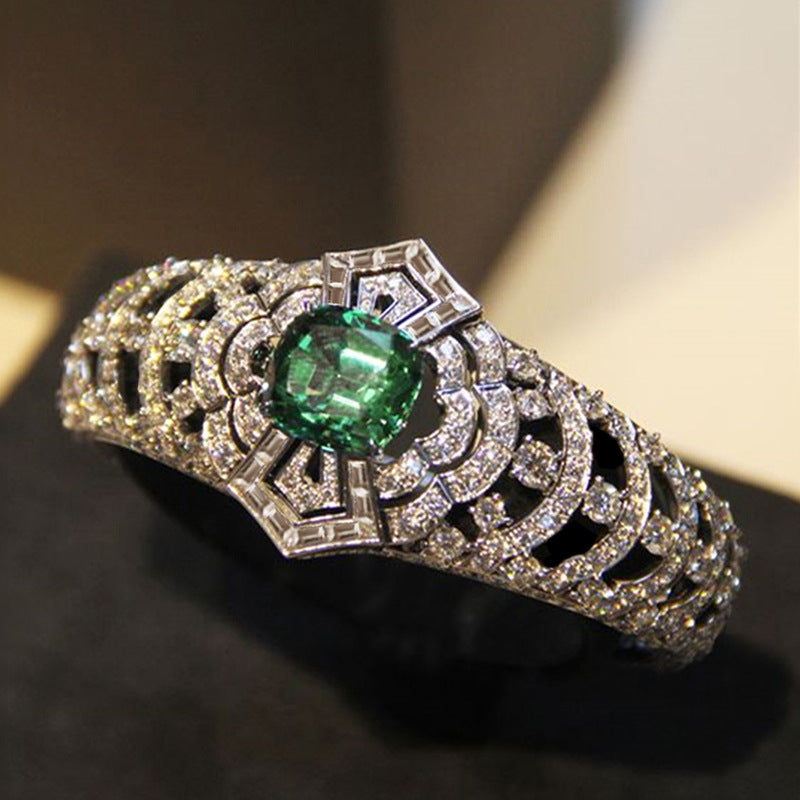 Anillo Art Deco Esmeralda | Oro Blanco