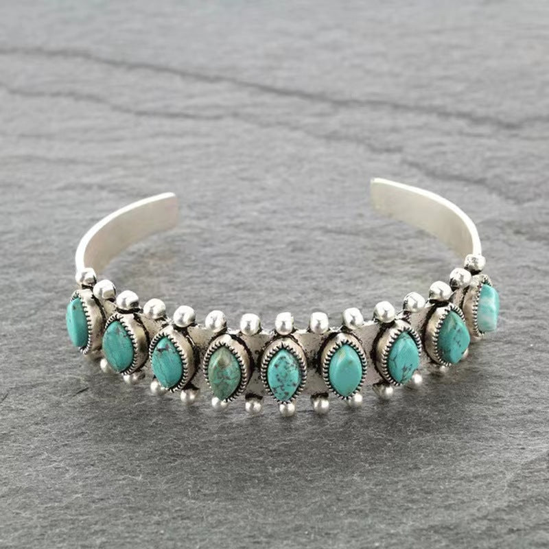 Pulsera de Cuff Turquesa Azmira | Oro Blanco