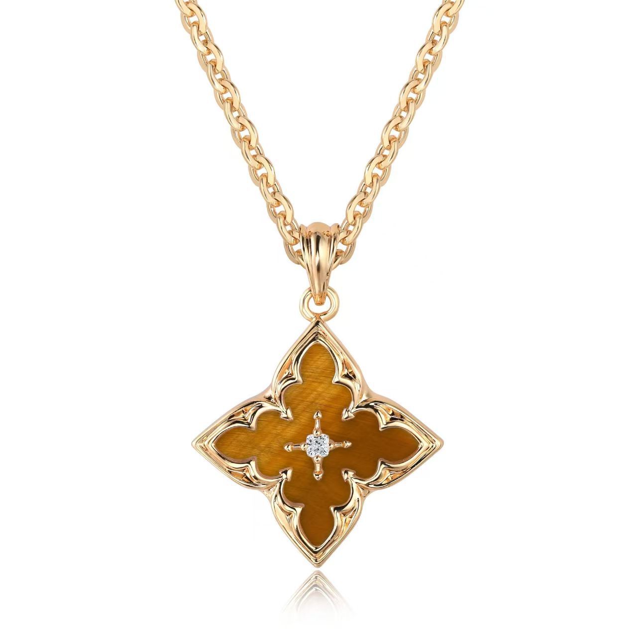 Colgante de Trébol Marrón | Oro