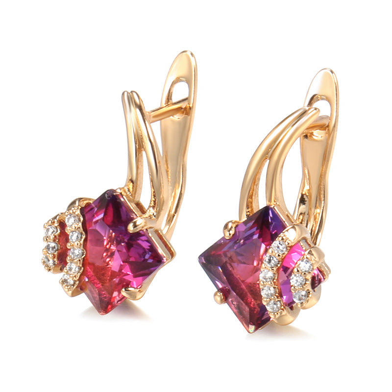 Aretes Colgantes Krimson Firkanthængende | Oro Rosa