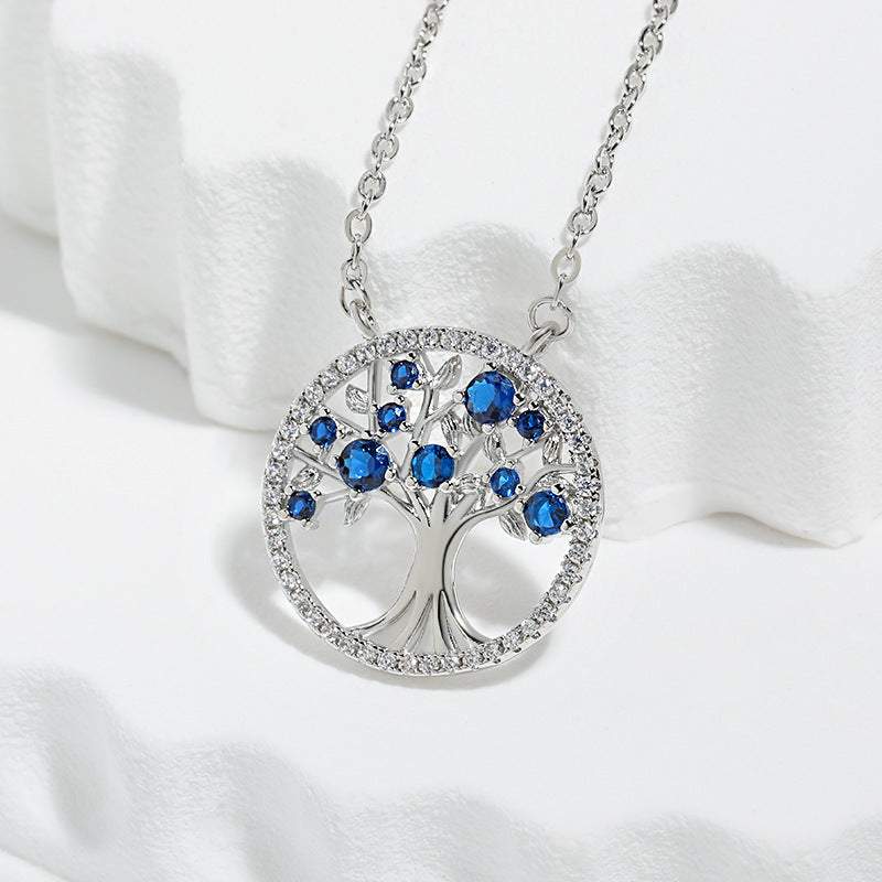 Collar de Zafiro del Árbol de la Vida | Oro Blanco