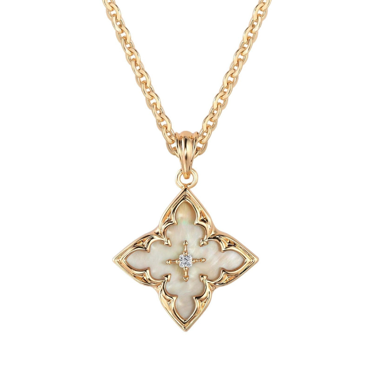 Collar Colgante de Trébol Azul | Oro
