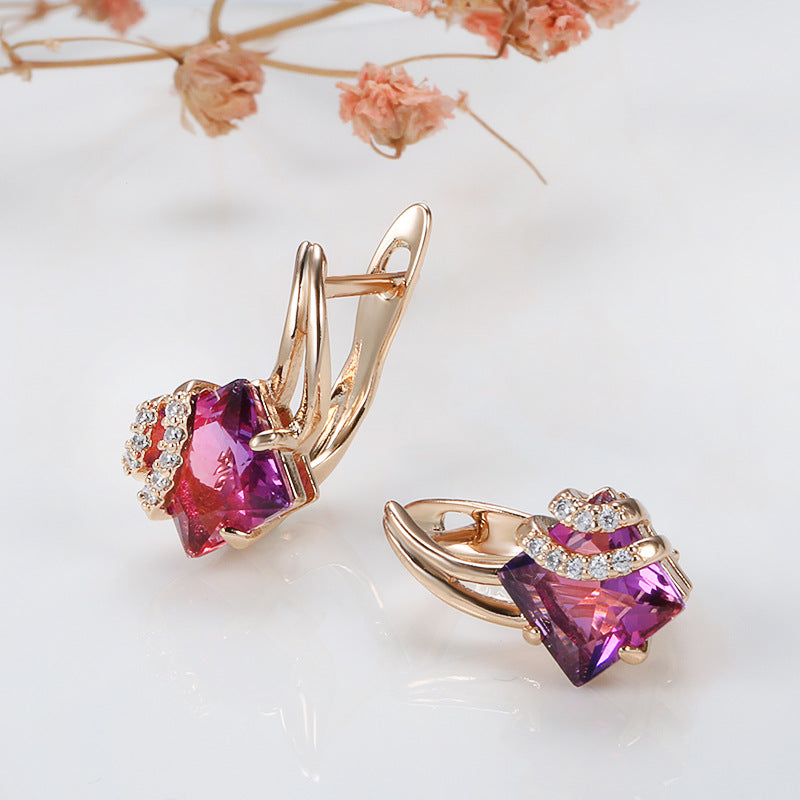 Aretes Colgantes Krimson Firkanthængende | Oro Rosa