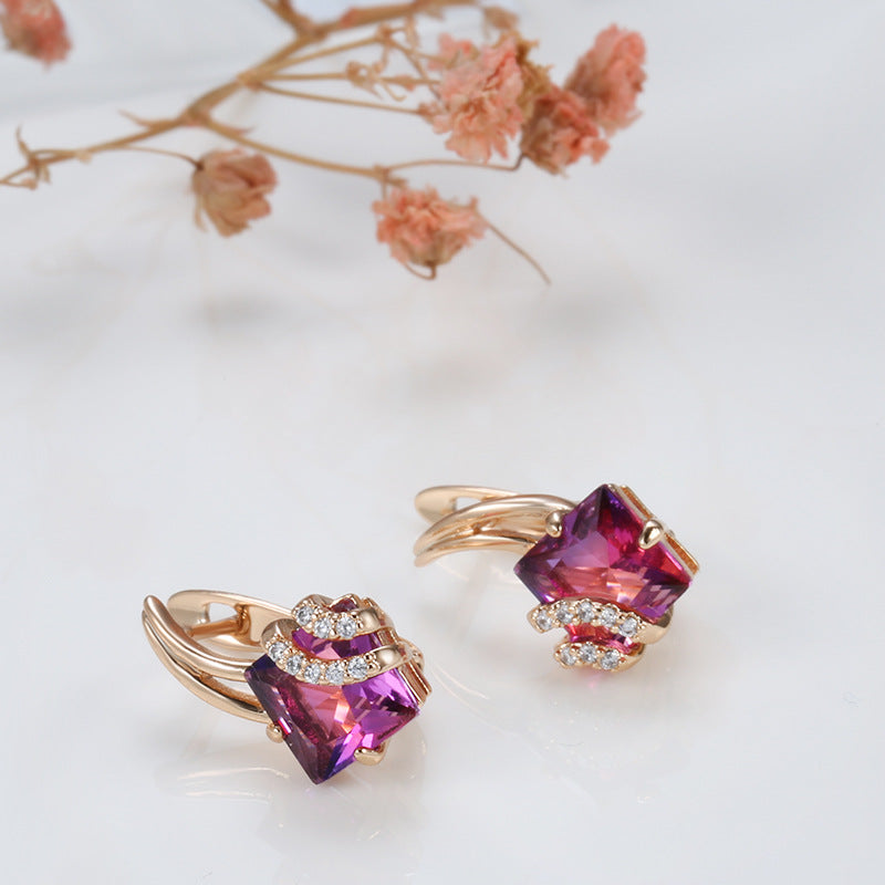 Aretes Colgantes Krimson Firkanthængende | Oro Rosa