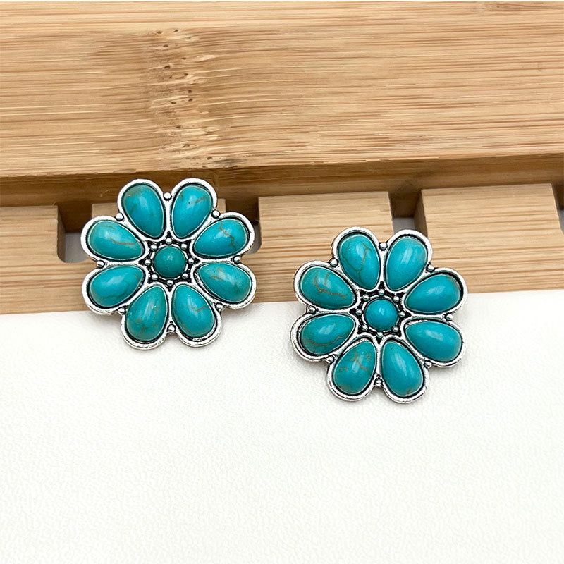 Serelith Turkis Blomst Studs | Oro Blanco