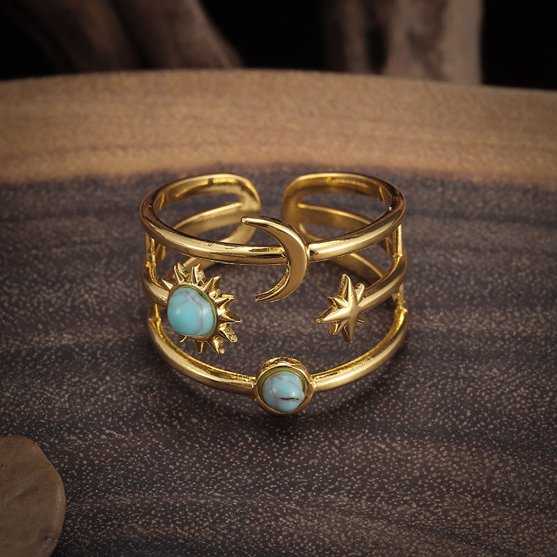 Anillo Orbit Turquesa Soluna | Guld