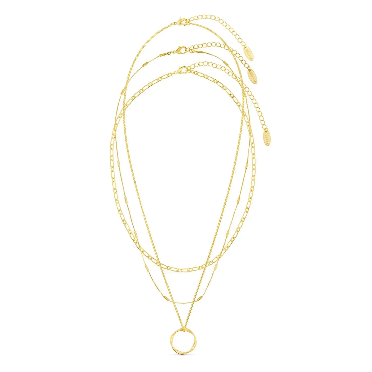 Collar de Tres Filas con Círculo Abierto | Oro