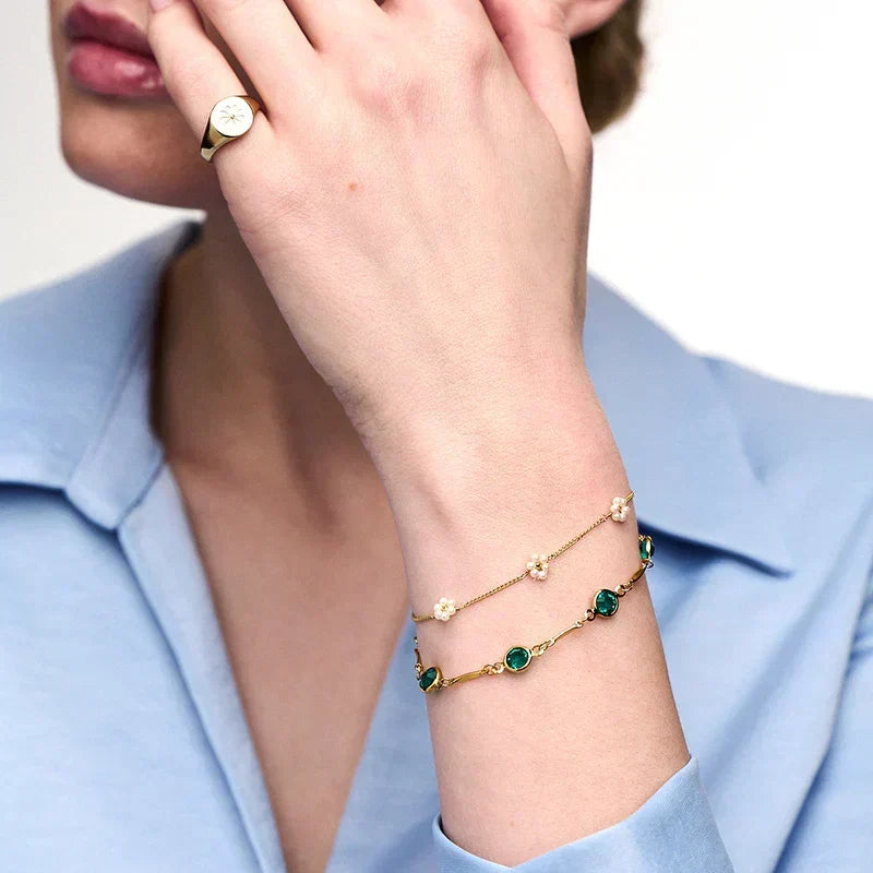 Pulsera de Cadena Link Esmeralda | Oro
