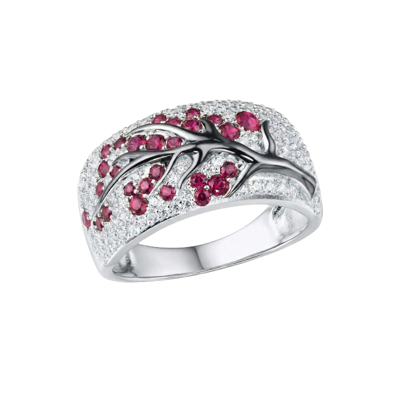 Anillo Árbol de Rubí | Oro Blanco
