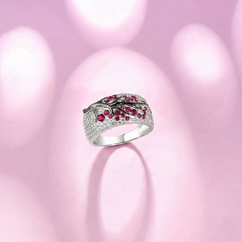 Anillo Árbol de Rubí | Oro Blanco