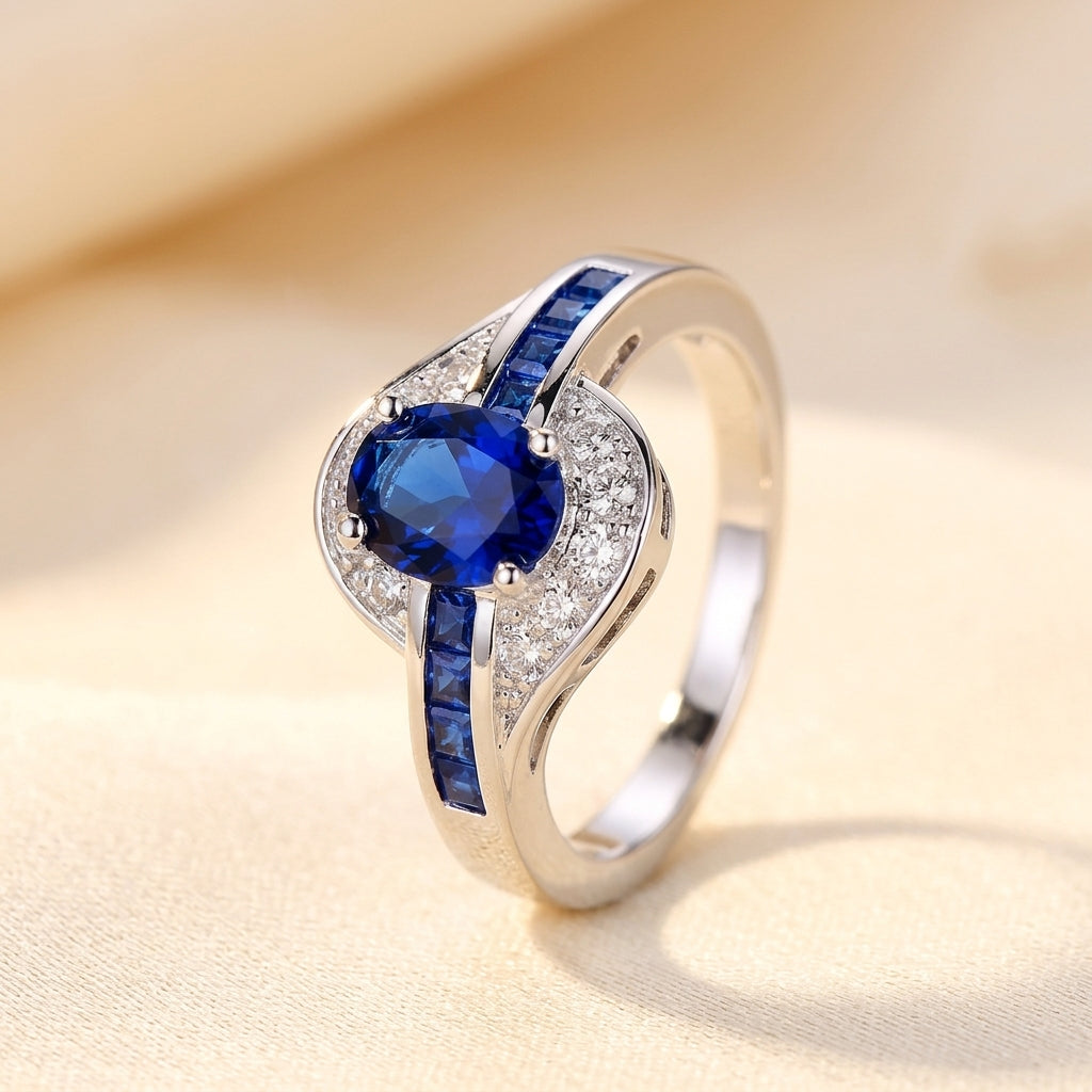 Anillo de Flujo de Zafiro | Oro Blanco