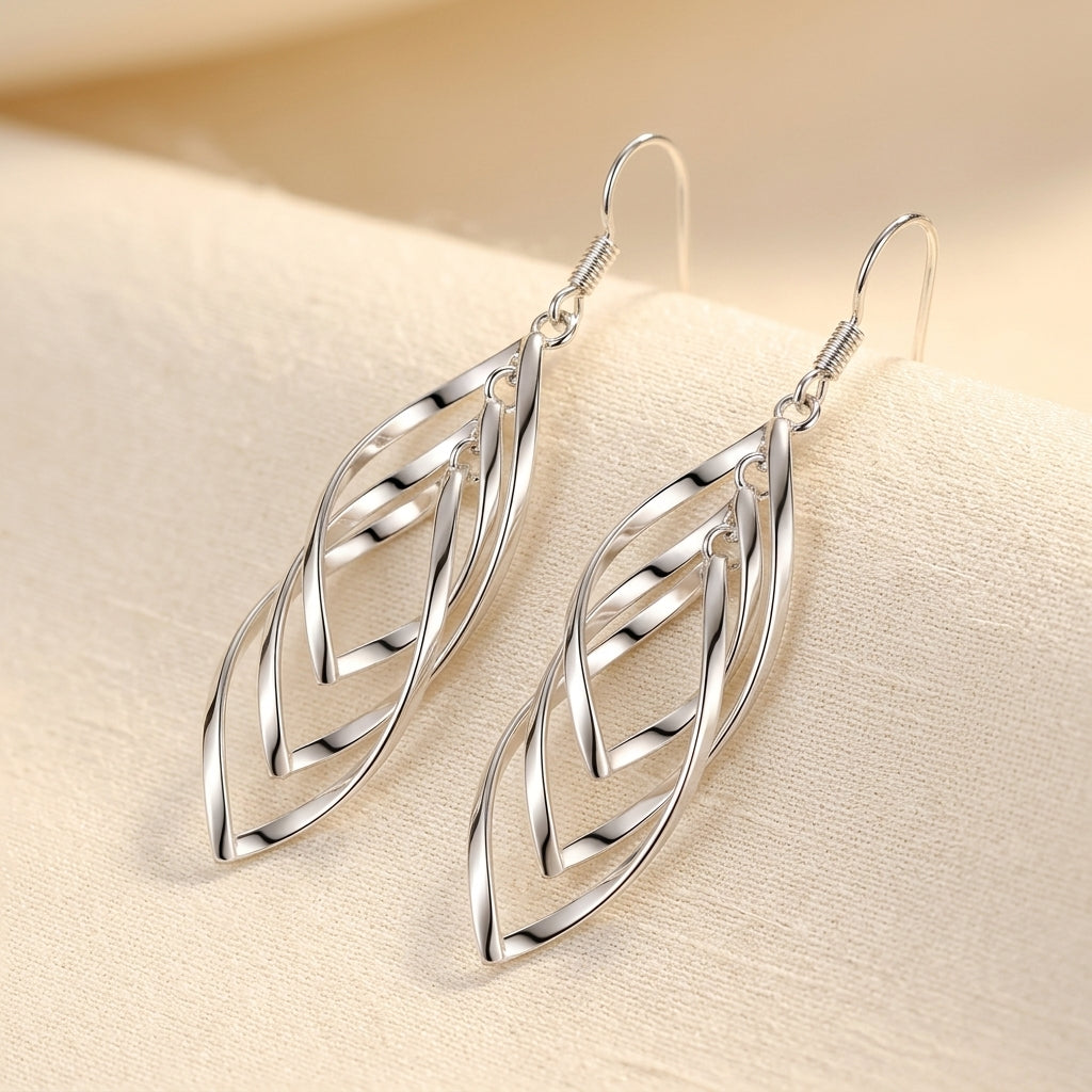 Pendientes Solenne de Ondas de Terciopelo | Oro Blanco