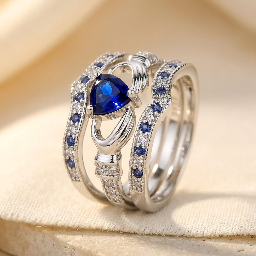 Conjunto de Anillos Eternal Lux Azura | Oro Blanco