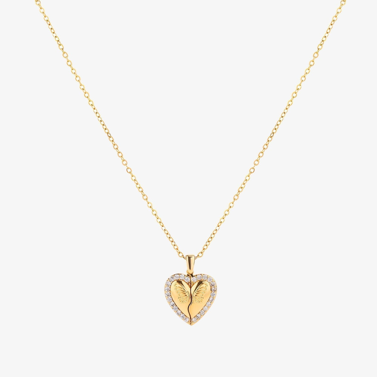 Collar de Corazón Mariposa | Oro