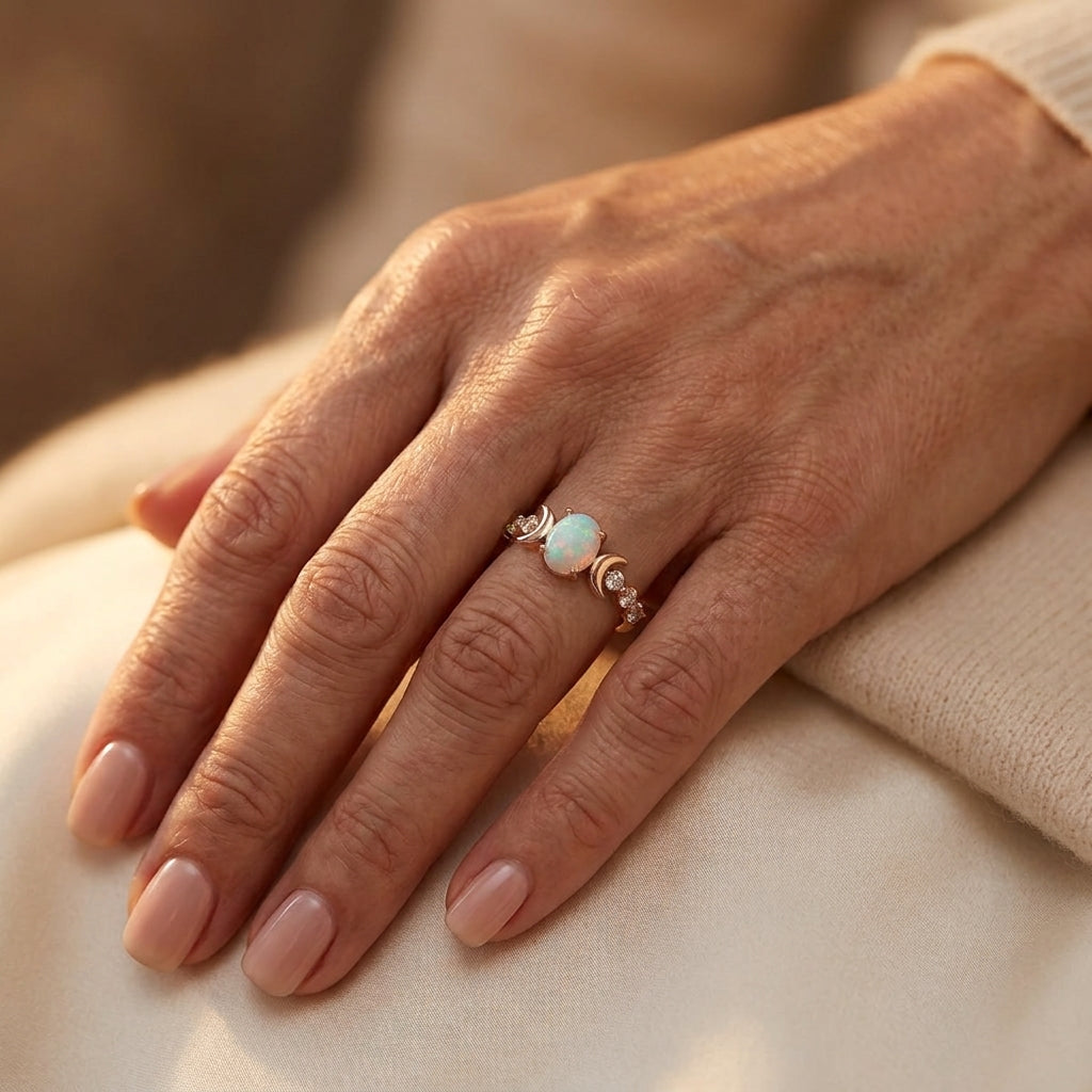 Anillo Media Luna Opal | Oro Rosa
