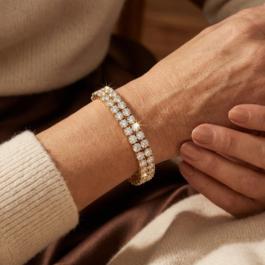 Pulsera de Tenis Doble Fila | Oro