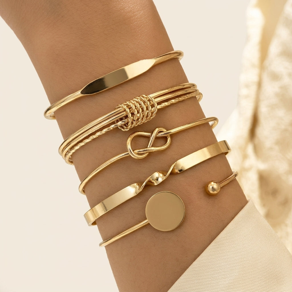 Conjunto de Pulseras Elegancia Anudada | Oro