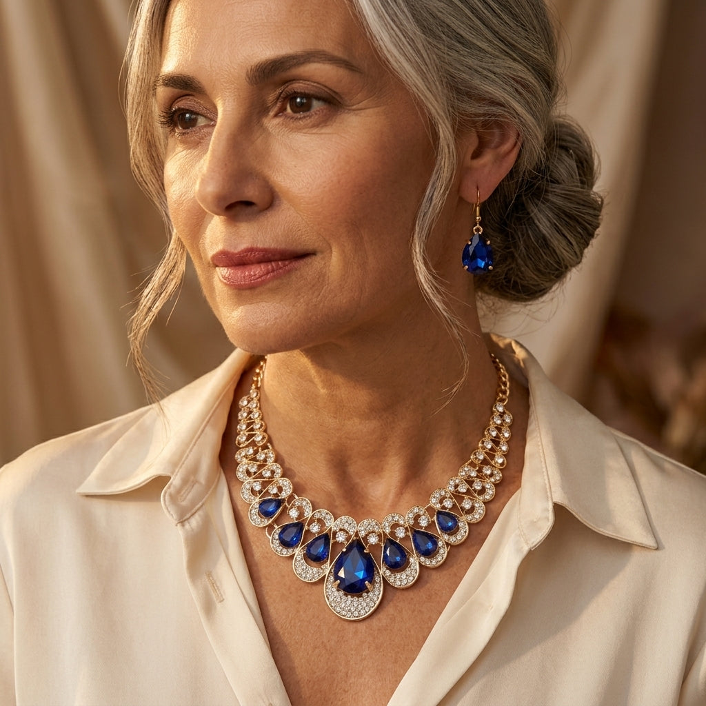 Maevina Conjunto de Joyas de Zafiros | Oro