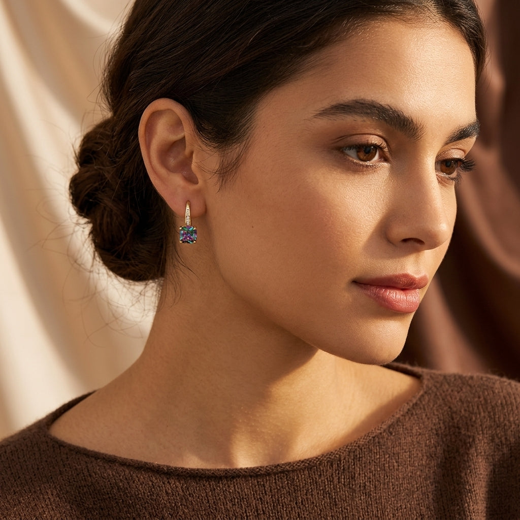 Sofisticados Aretes de Piedra Sapphira | Oro