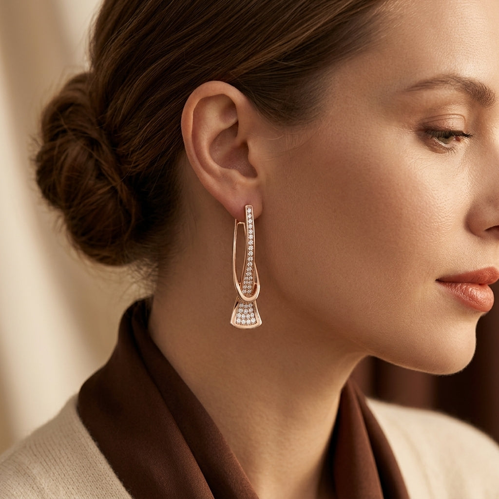 Pendientes de Cristal Brillantes | Oro