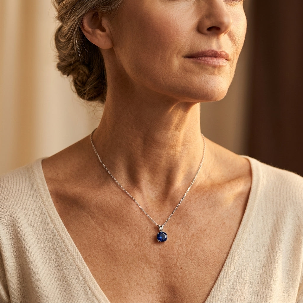 Collar Rundslibet Safir | Oro Blanco