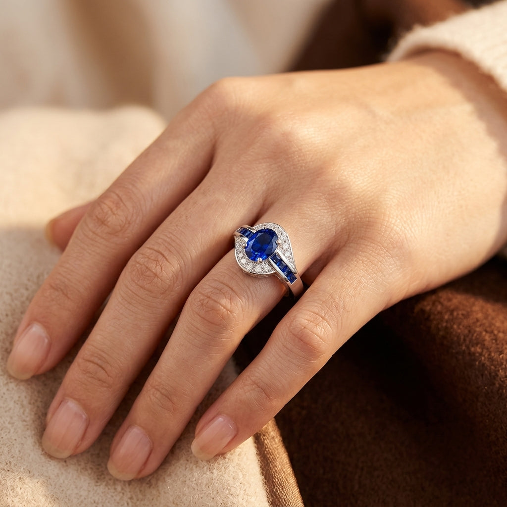 Anillo de Flujo de Zafiro | Oro Blanco