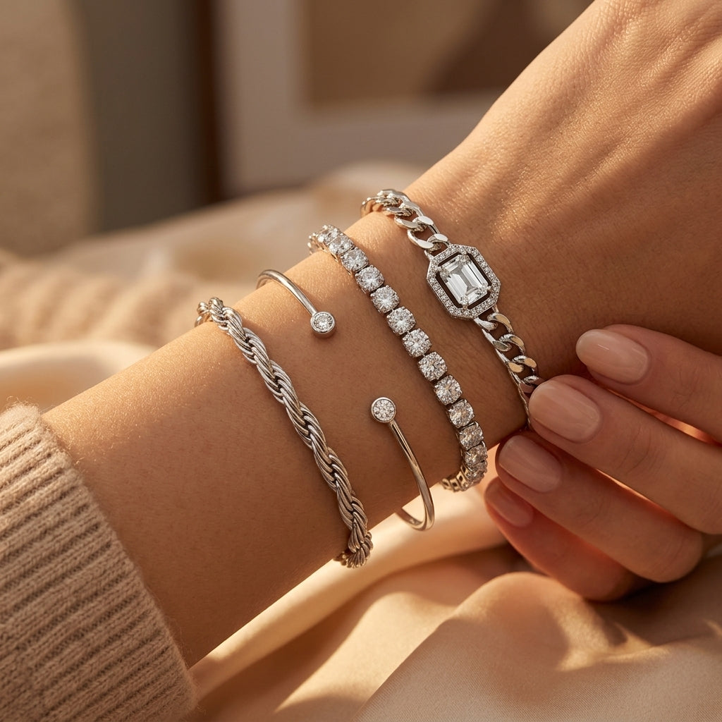 Conjunto de Pulsera Domitia Calvina | Oro Blanco