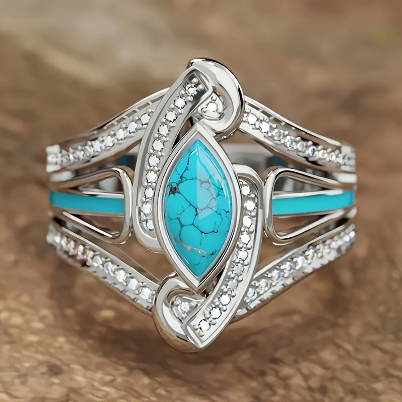 Anillo Declarativo Turkis Marquis | Oro Blanco